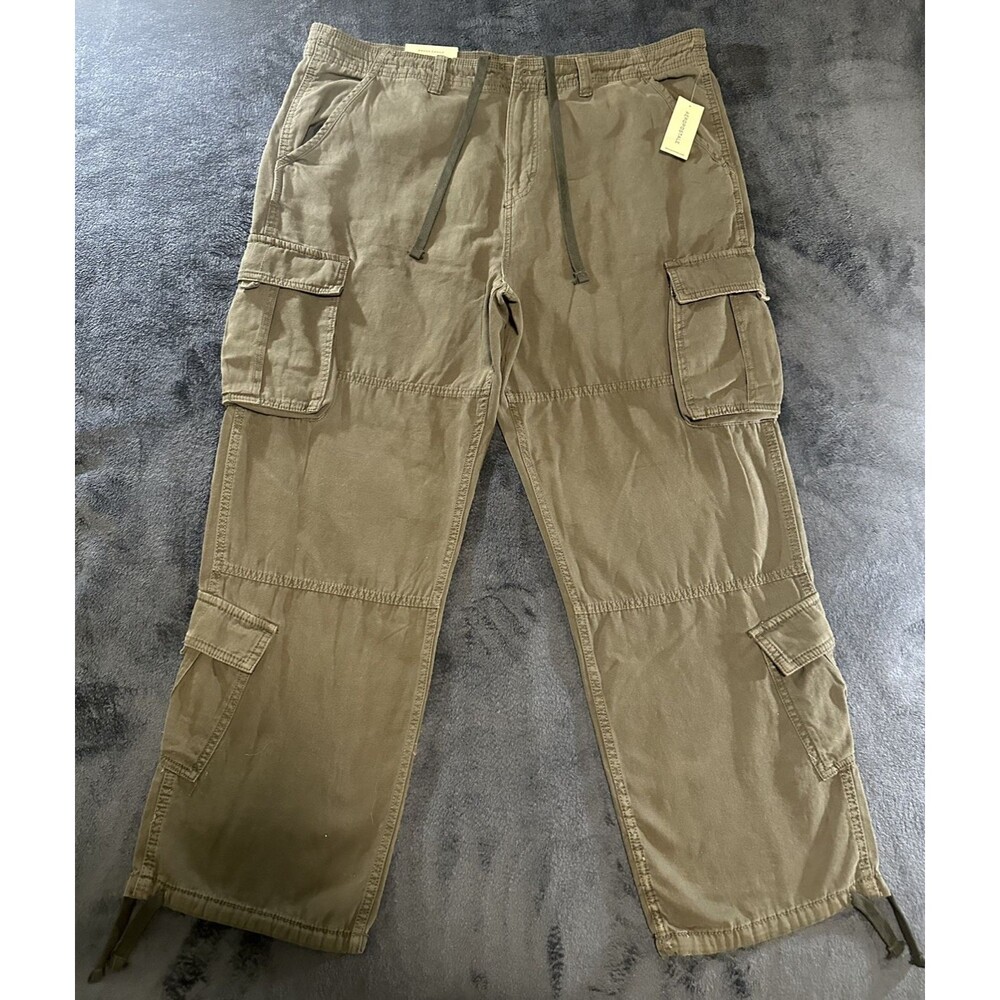 Aeropostale Baggy Cargo Non-Stretch Pants Men's XXL Dark Gray Utility Drawstring